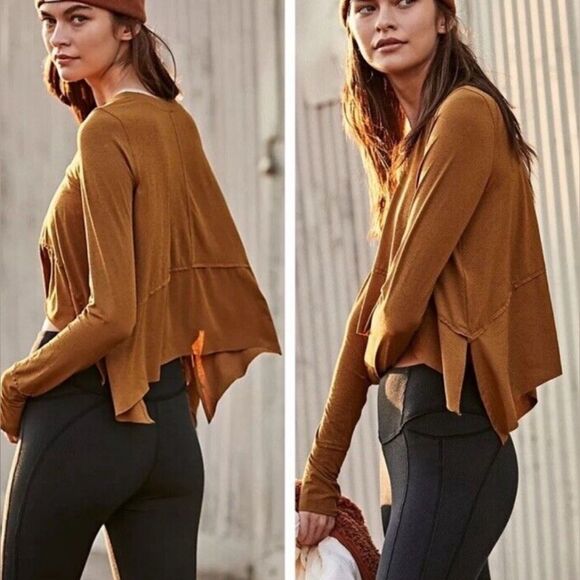 Free people movement top in mustard Sz small - Picture 1 of 2